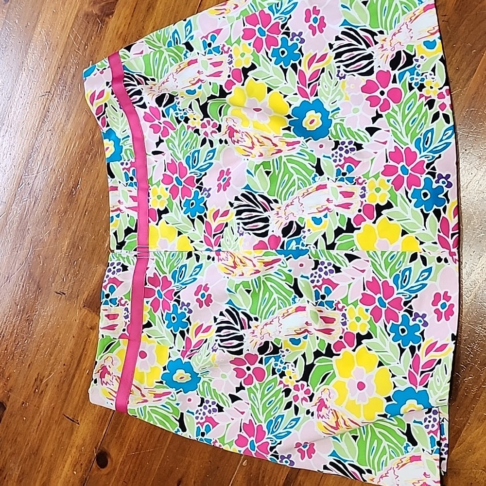 BAMBOO TRADERS SKORT Tropical Floral Bird Print 16 Back Zipper,Slits,Tennis,Golf - Picture 8 of 9